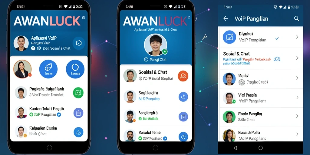 Tampilan antarmuka <strong>AWANLUCK</strong> saat melakukan panggilan VoIP yang menarik dan mudah digunakan.