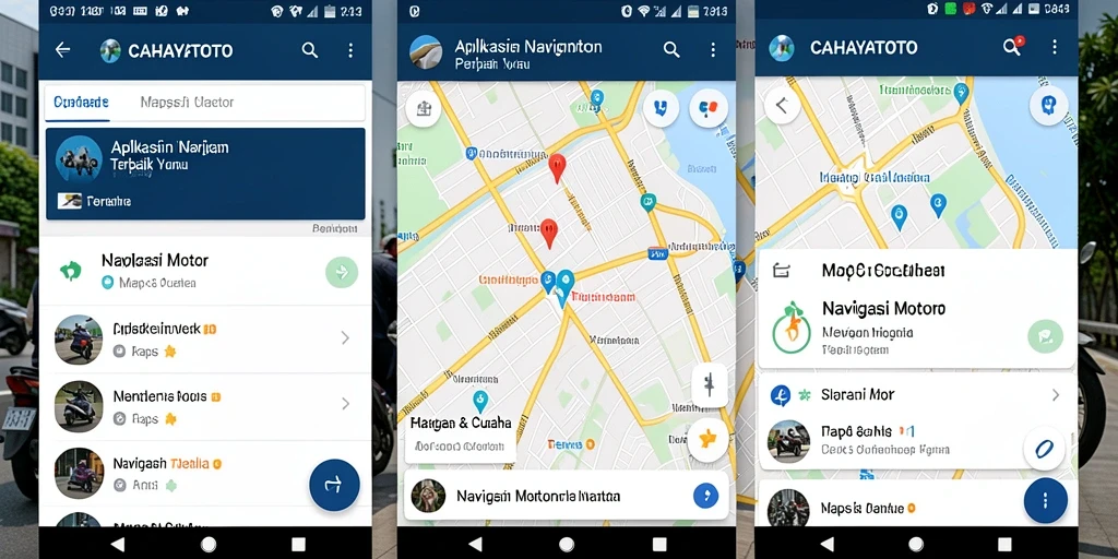 Antarmuka CAHAYATOTO menampilkan navigasi motor yang jelas dan informatif.