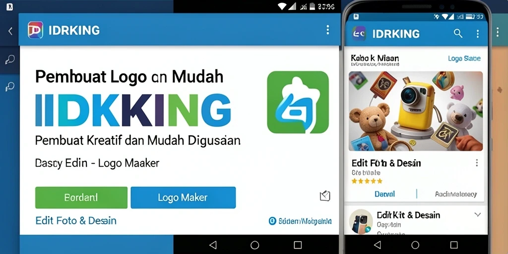 Antarmuka aplikasi IDRKING untuk pembuatan logo yang interaktif.