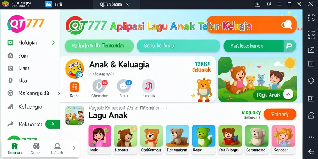 Tampilan antarmuka mudah digunakan untuk lagu anak.