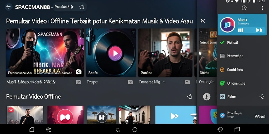 Antarmuka pengguna SPACEMAN88 dengan fitur Pemutar Video Offline yang menarik.